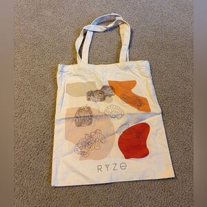 Ryze mushroom Cream and Orange Artistic Tote Bag